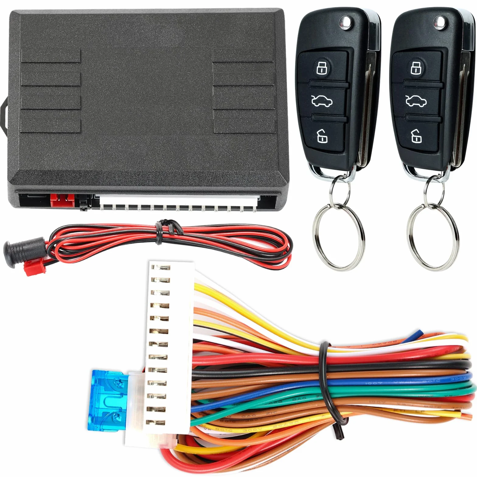 XUKEY Chiusura Centralizzata per Auto Universale Keyless Go Retrofit Sistema di Accesso senza Chiave Serratura per Auto Sistema di Accesso senza Chiave con 2 Kit di Controllo Remoto