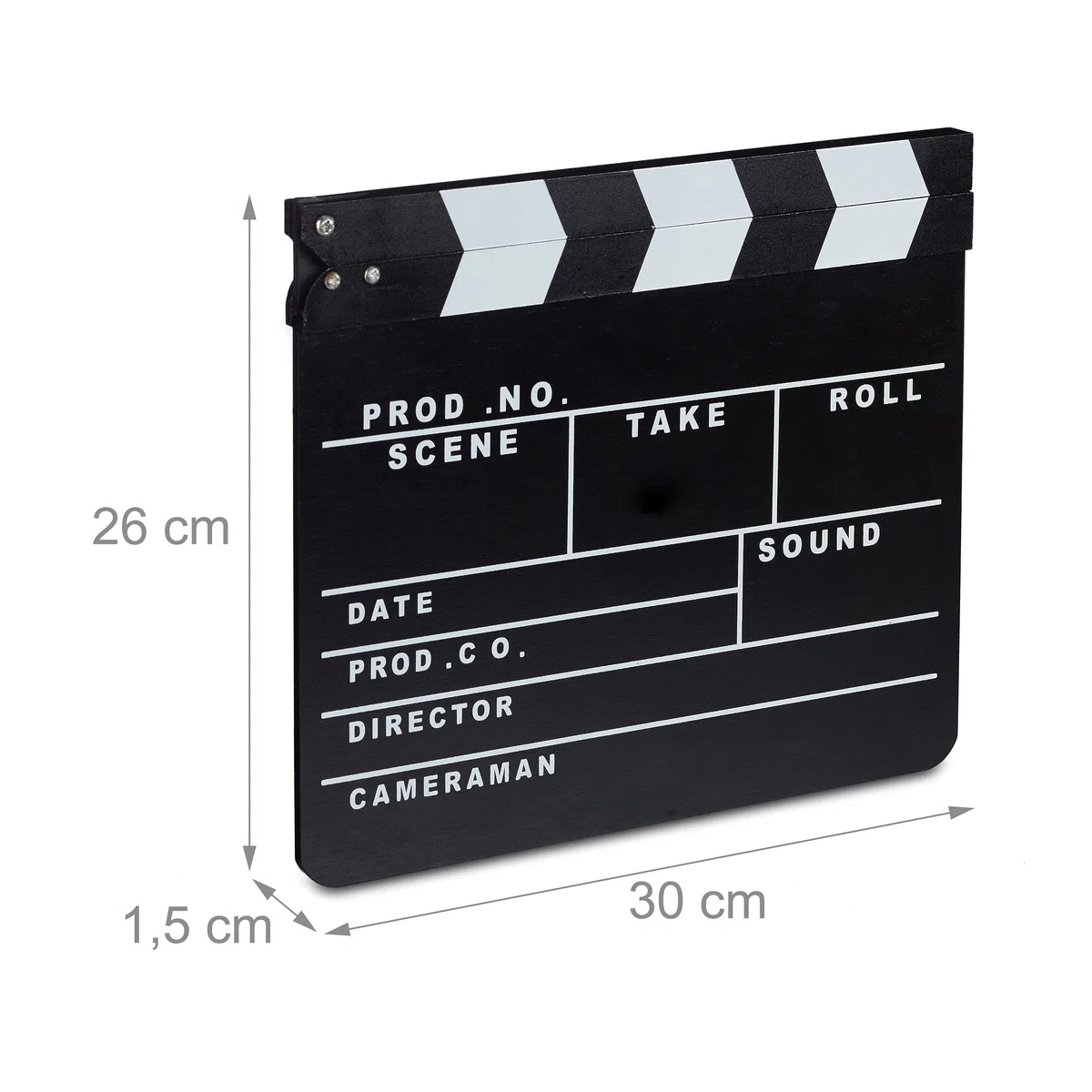 Relaxdays 2 Ciak Cinema in Legno, Clapperboard Regista, Accessori Set Cinematografico, Lavagna HxL: 26 x 30 cm, Nero