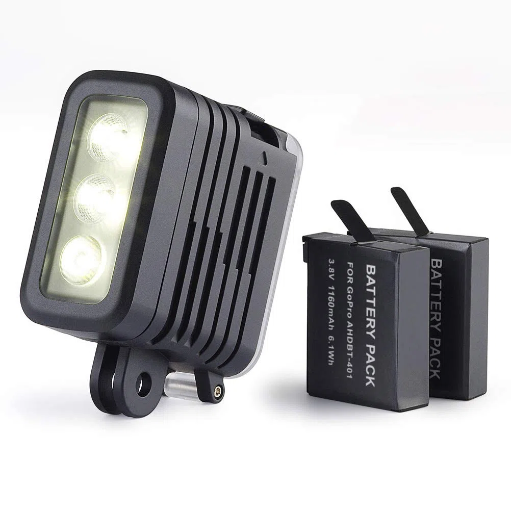 SOONSUN - Luce subacquea da 50 m, multifunzione, impermeabile, per GoPro Hero 8, 7, 6, 5, 4, 3, Fusion Session, Canon Nikon Pentax e altre fotocamere Action e DSLR (doppia batteria inclusa)