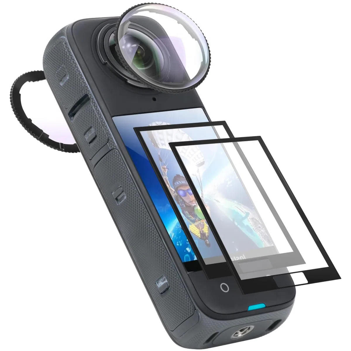 Semaiki Protezione obiettivo con pellicola protettiva per display per Insta 360 X4 9H antigraffio pellicola protettiva in vetro temperato per Insta 360 X4 accessori