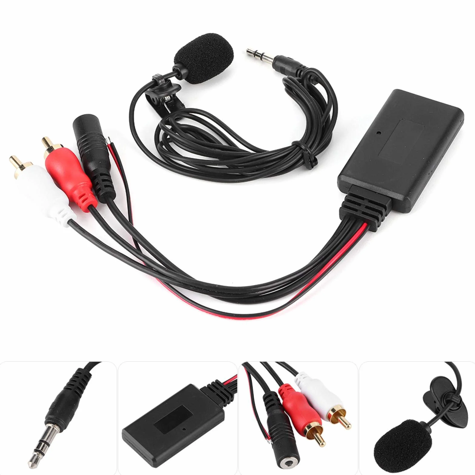 Modulo Bluetooth AUX, 2 adattatori per Cavi RCA con Microfono a Mani libere