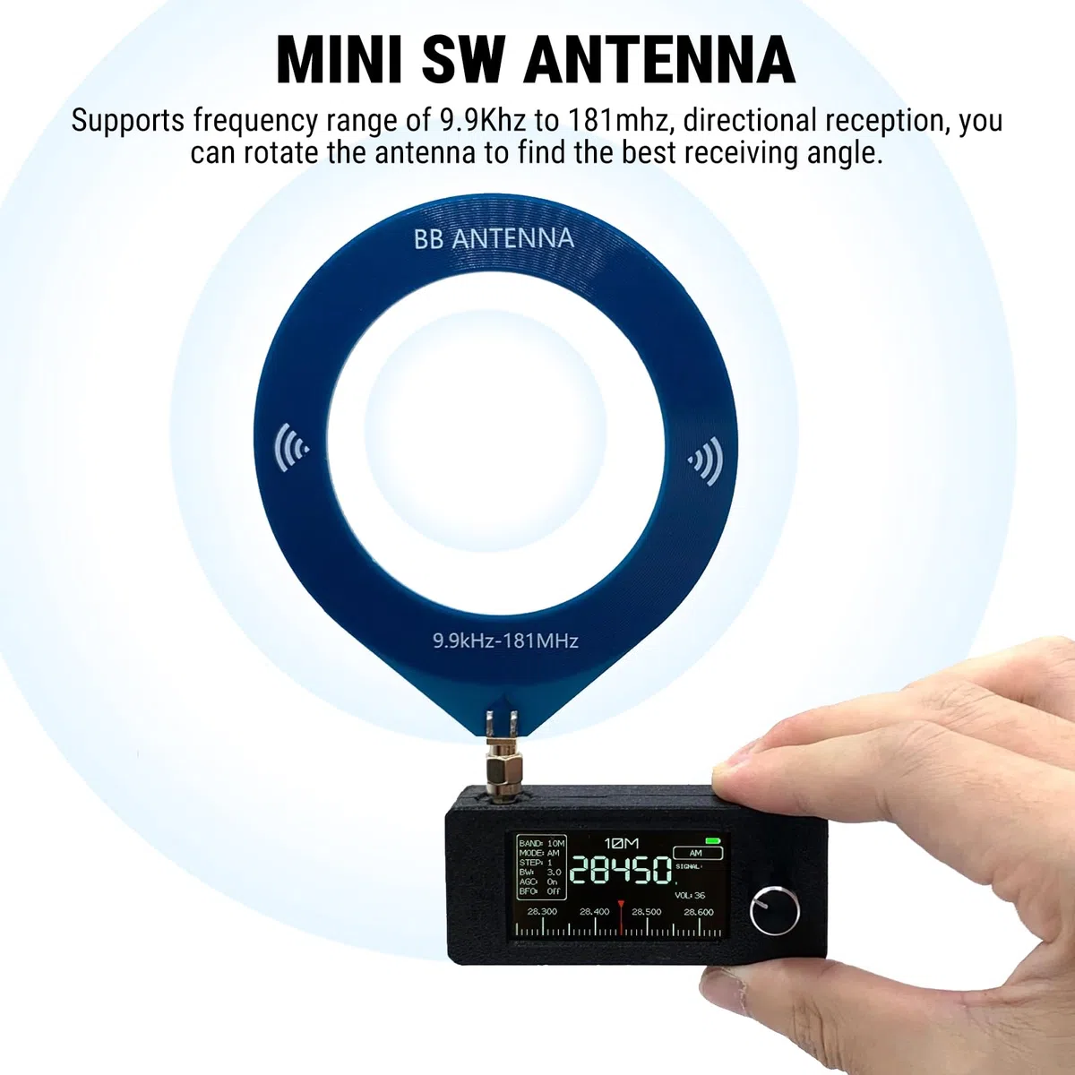 Antenna a Loop a Onda Corta, 9,9 KHz -181MHz PCB Antenna, a Onda Corta Portatile Compatta per il da con Connettore SMA per Ricevitori TEF6686 e Radio HAM