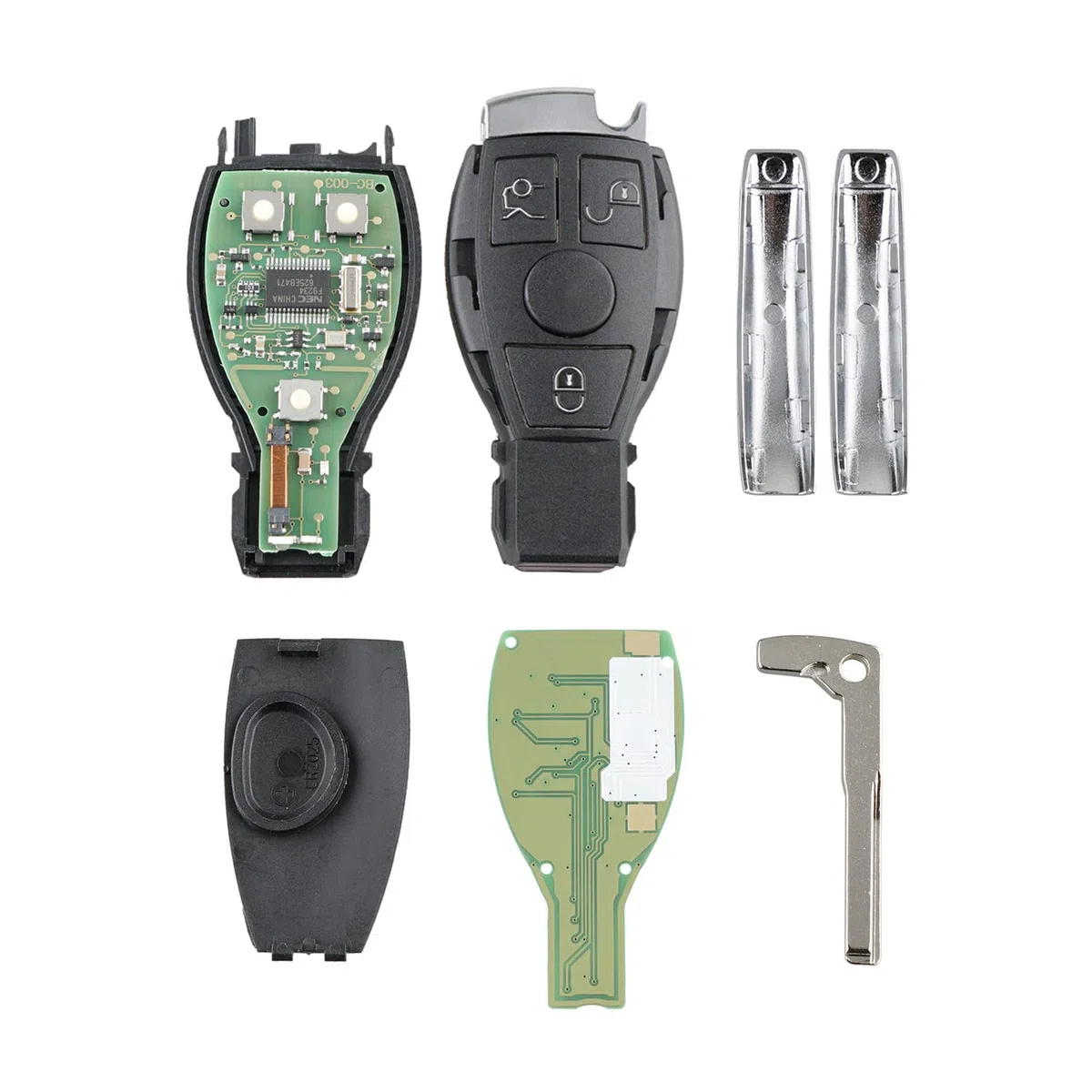 3 Tasti Mercedes 433 MHz Guscio Chiave Telecomando, Telecomandi per Auto con chip BGA Lama NEC per Mercedes Ben-z A B C E S Classe G CLK SLK Classe W204 W211 Ricambio Chiave