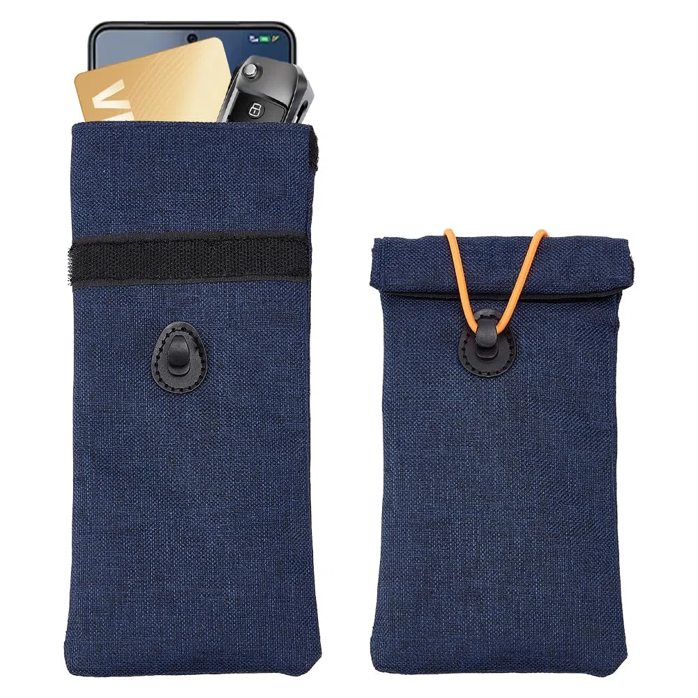 OLYCRAFT 2pz Custodia con Blocco EMF per La Protezione del Telefono Cellulare 22.6x9.5cm Borsa Faraday Blu Custodia di Sicurezza Blocchi RFID per Telefono Chiave Dell'Auto Blocco del Segnale