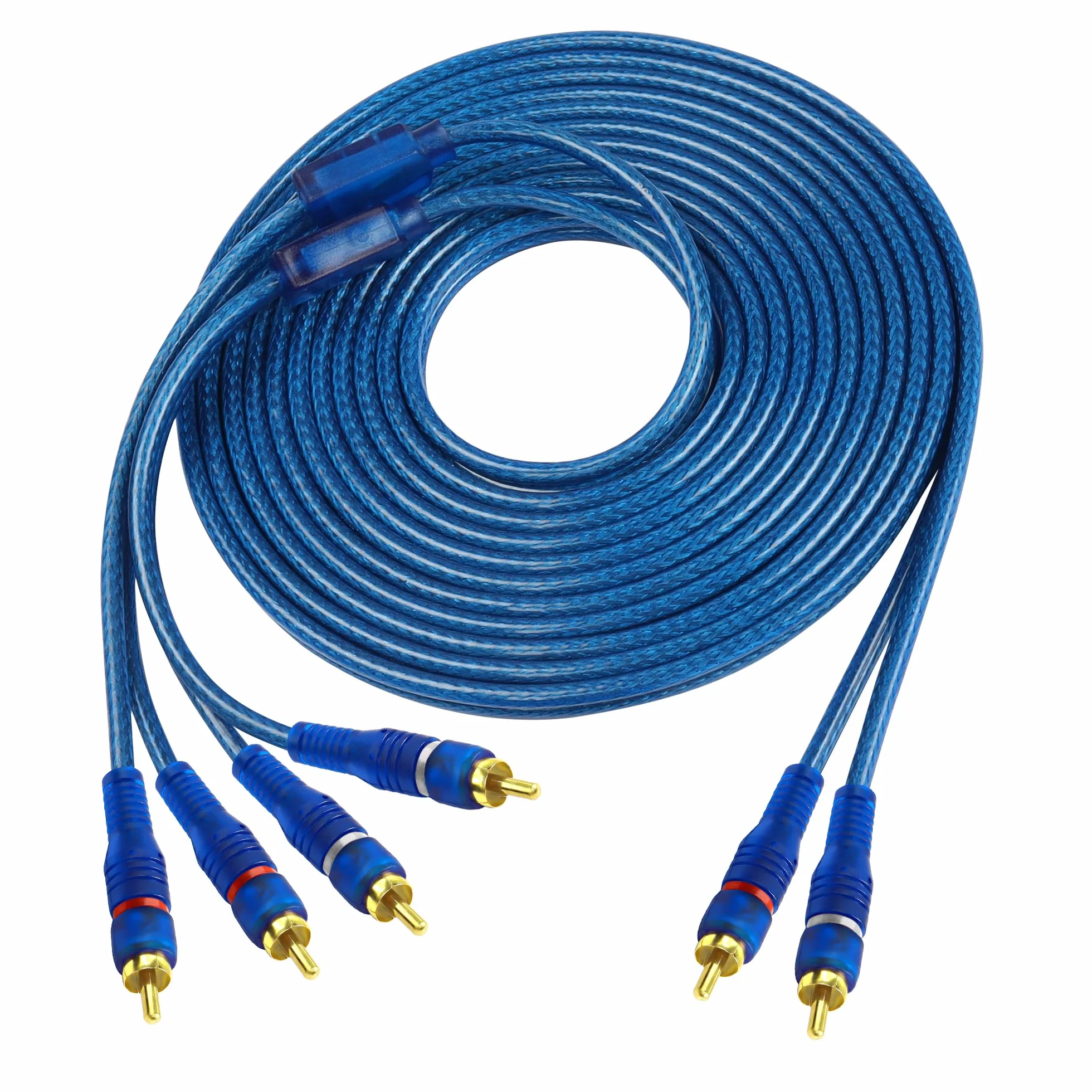 MEIRIYFA 4 Canali RCA Car Audio Interconnect Cavo, 2 Canali a 4 Canali RCA Car Audio Y Splitter Adattatore Cavo Twisted Pair OFC Full Schermato con Riduzione del Rumore (5M)