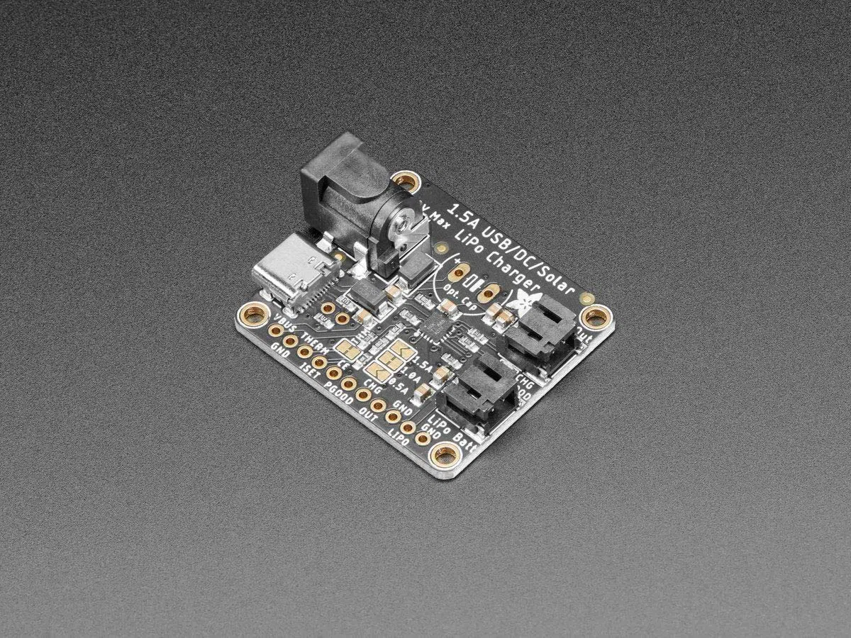 Adafruit Caricabatterie Universale USB/DC/Solare per Litio Ion/Polimero, 1000mA, 5V, per Batterie