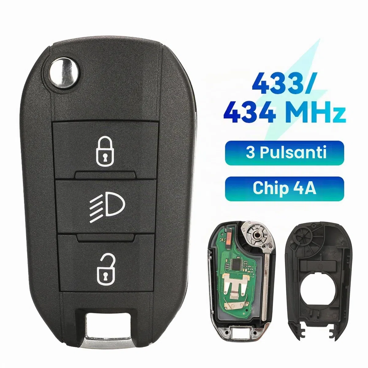Heart Horse Guscio chiave telecomando auto 3 pulsanti per Peugeot Expert 208 2008 308 3008 508 5008 custodia chiave Citroen C3 C4 Cactus guscio chiave telecomando con 434MHz 4A Chip HU83 Lama