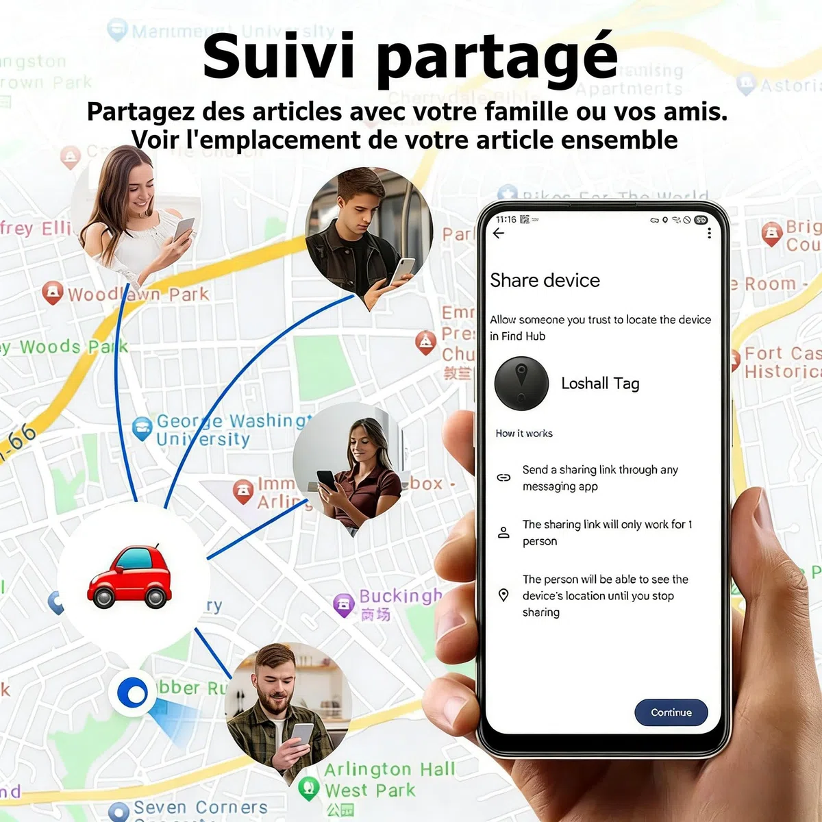 Localizzatore GPS per auto,Tracker di auto(compatibile con iOS e Android) Magnetico impermeabile Localizzatori di oggetti Bluetooth,Localizzatore GPS senza abbonamento,Tracker GPS per Valize