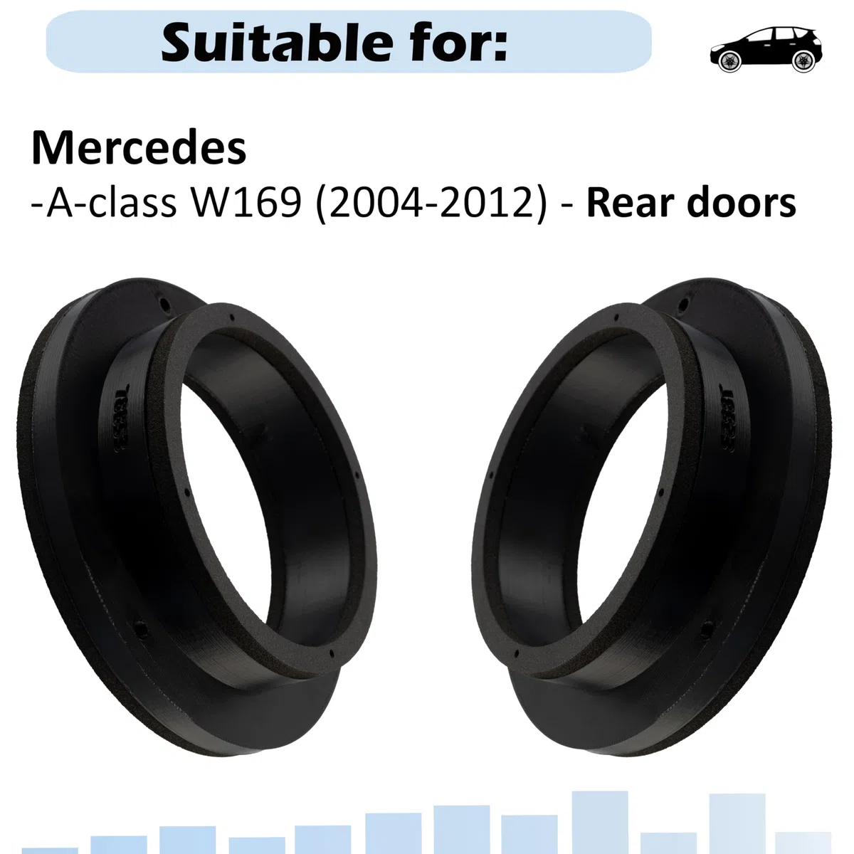 Aerzetix Kit di 2 adattatori per altoparlanti Ø100 mm compatibile con Mercedes A-class W169