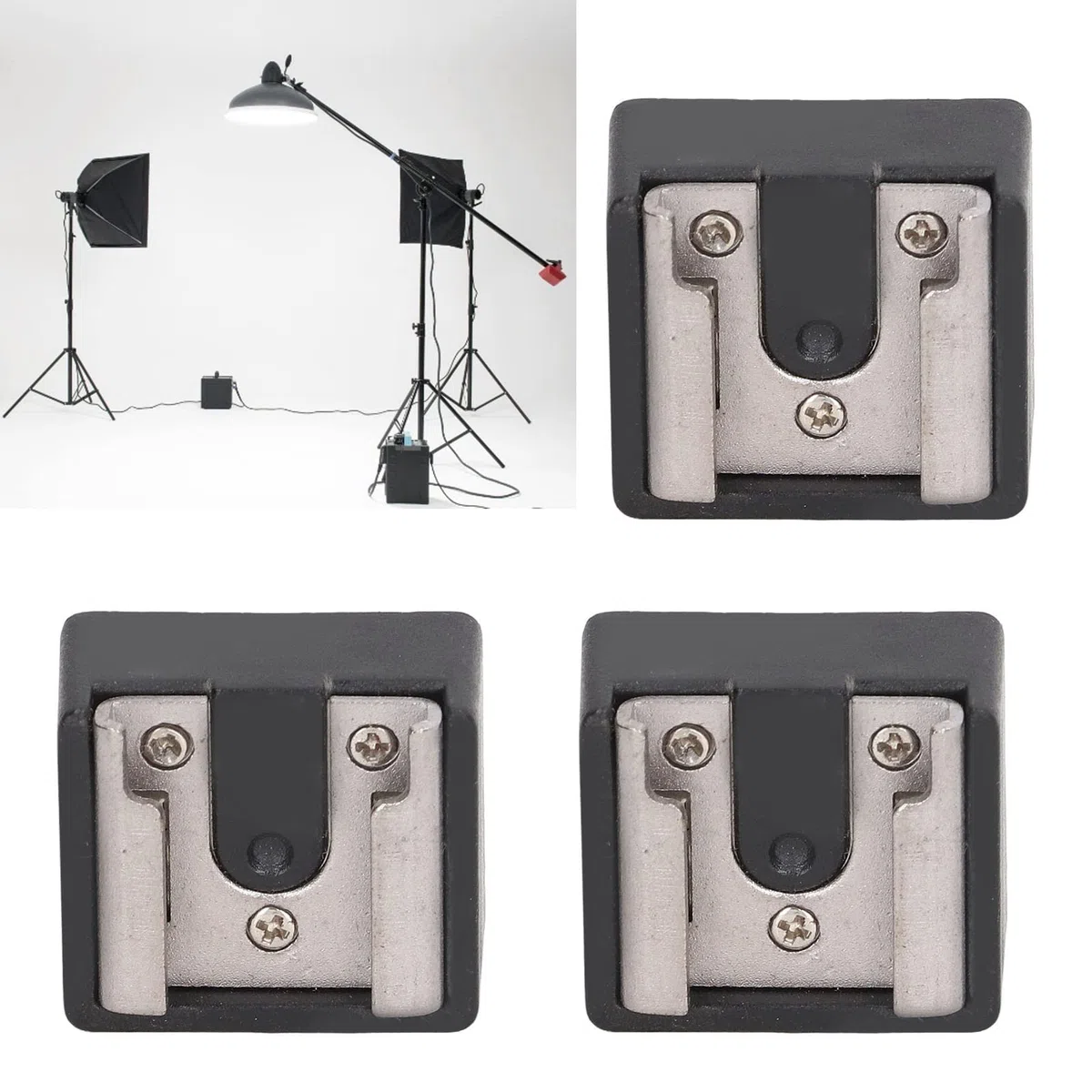 Akozon Adattatore a Vite per Treppiede con Adattatore per Slitta Flash da 3 Pezzi con Vite da 1/4 di Pollice per la Maggior Parte delle Fotocamere