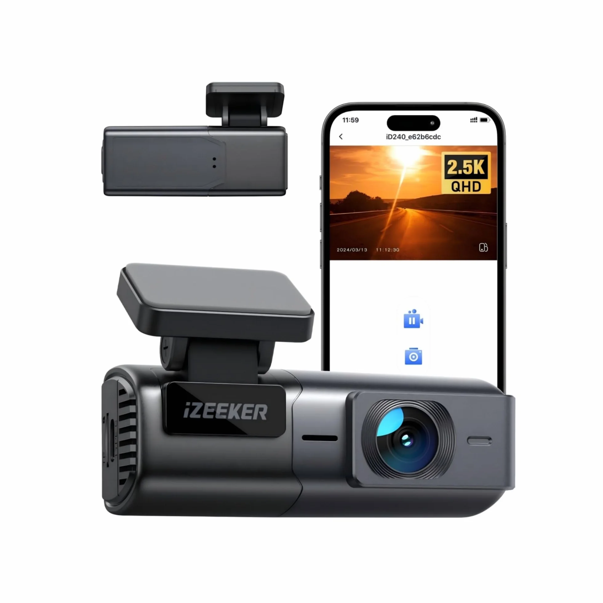 iZEEKER 2.5K Dash Cam Auto WiFi Dash Camera 1440P Visione Notturna WDR G-Sensor Registrazione in Loop