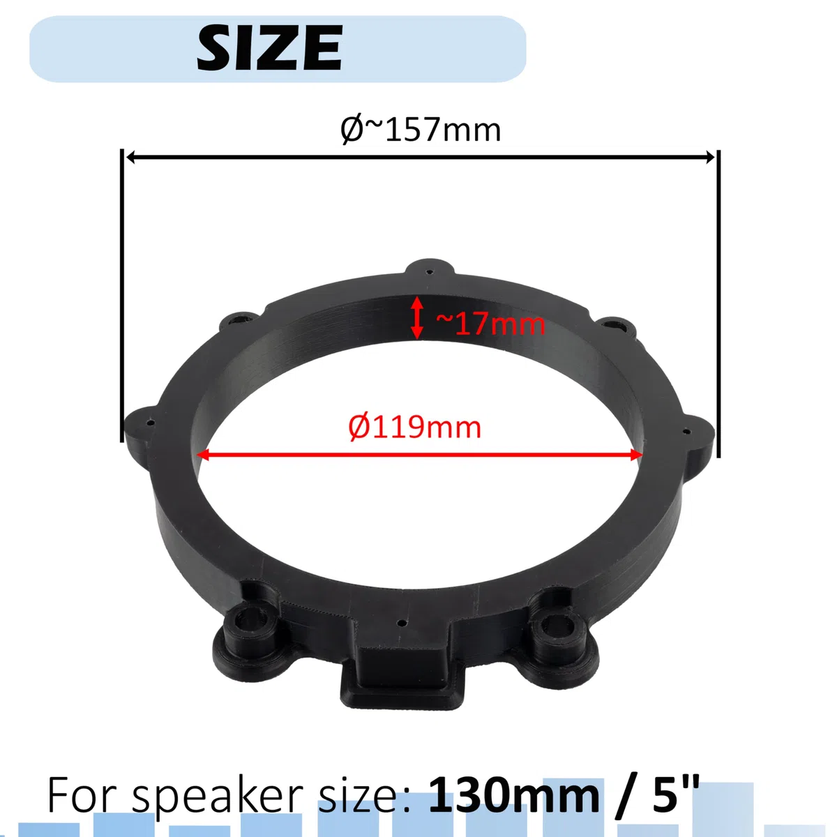 Aerzetix - Kit di 2 adattatori/supporti per altoparlanti Ø130mm per porte anteriori | compatibile con Mercedes Sprinter W906, Vito W639, VW Crafter I
