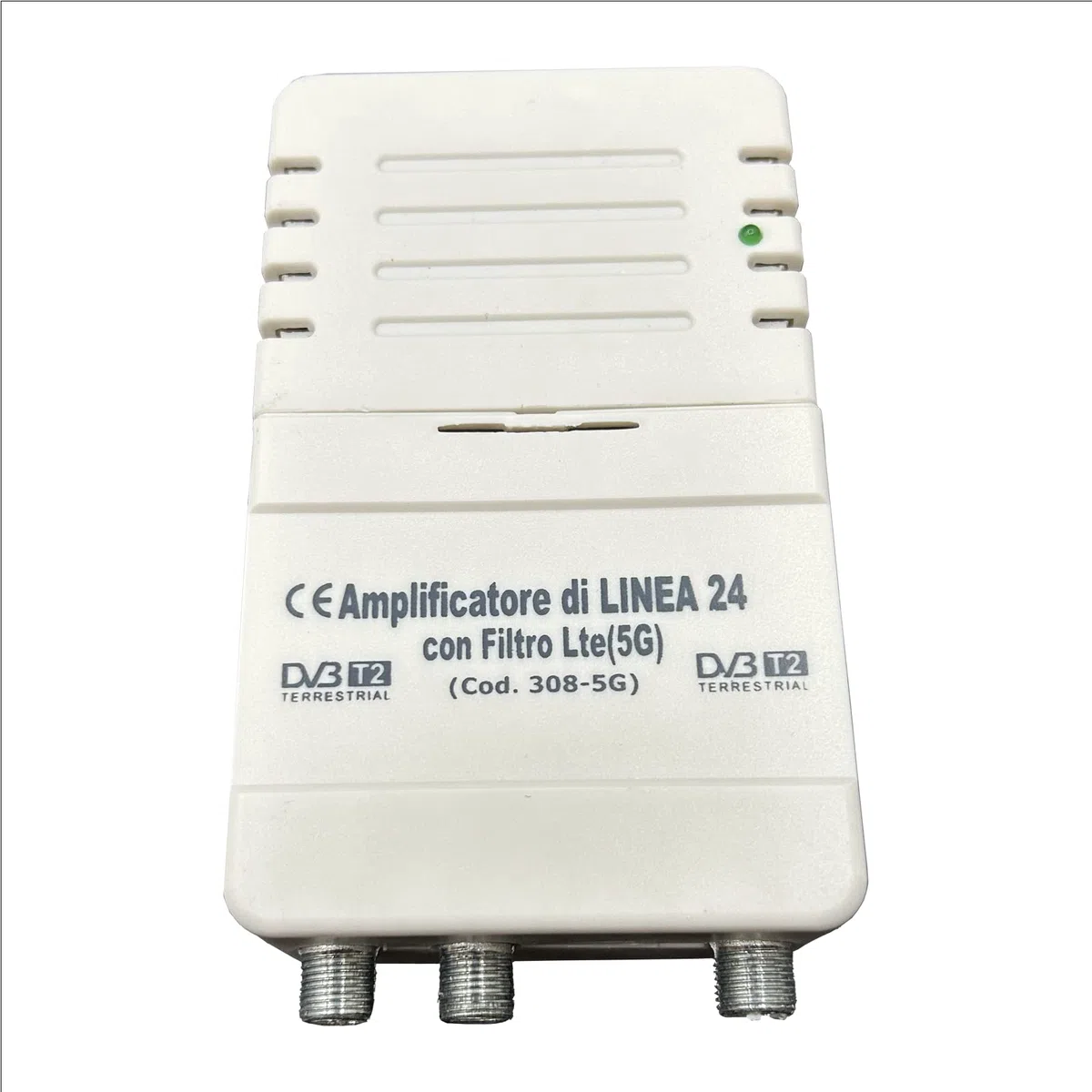 Linea 24 (5G) - Amplificatore Antenna TV, Amplificatore Segnale Digitale Terrestre da Interno a 2 Vie, Filtro LTE, Guadagno 24dB (Regolabile), Alimentazione Diretta 220 Volt, Made in P.R.C.