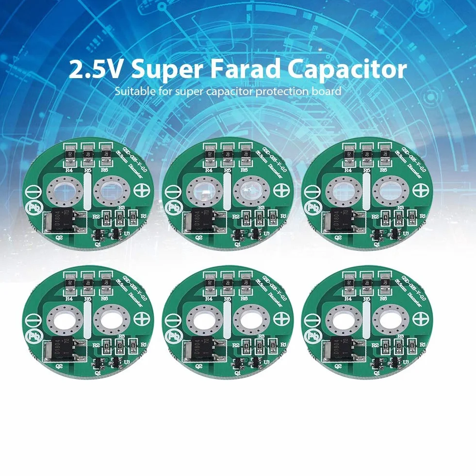 Condensatore Super 6 Pezzi 2,5 V con Piastra Limite modulo Scheda di Protezione, Adatto per Scheda di Protezione Super condensatore