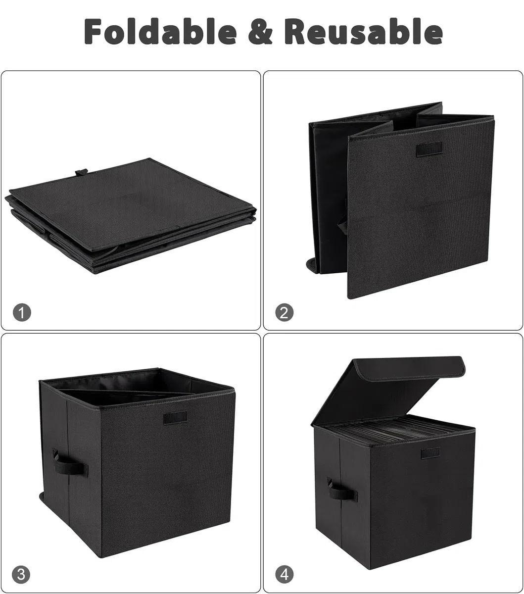 UENTIP Scatola Portaoggetti per Vinili da 30,5 cm - Contiene Fino a 90 Dischi - 35 x 33 x 33 cm - Per Collezione di Album Preziosi - Nero