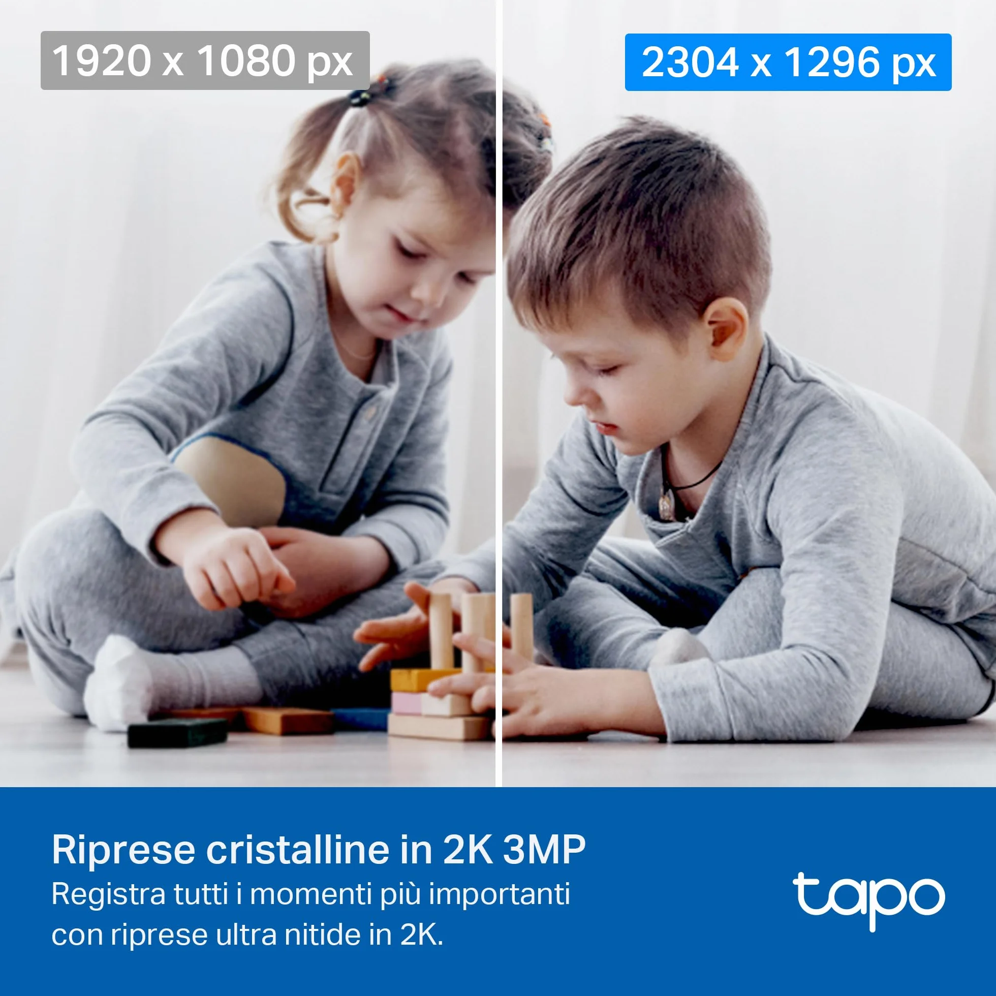 Tapo C210 Telecamera Wi-Fi Interno 2K(3MP), Videocamera Sorveglianza, Visione Notturna, Notifiche in Tempo Reale, Storage su Cloud, MicroSD fino a 512GB, Funziona con Alexa e Google Assistant
