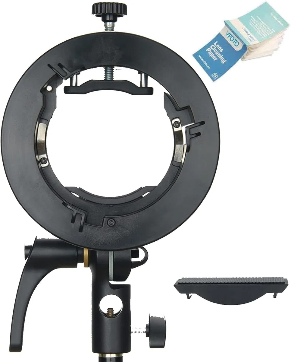 Godox S2 Speedlite Staffa Bowens Supporto di montaggio per AD400Pro, AD200Pro, AD200, Godox V1 Testa rotonda Speedlite, Serie V860II Serie TT350