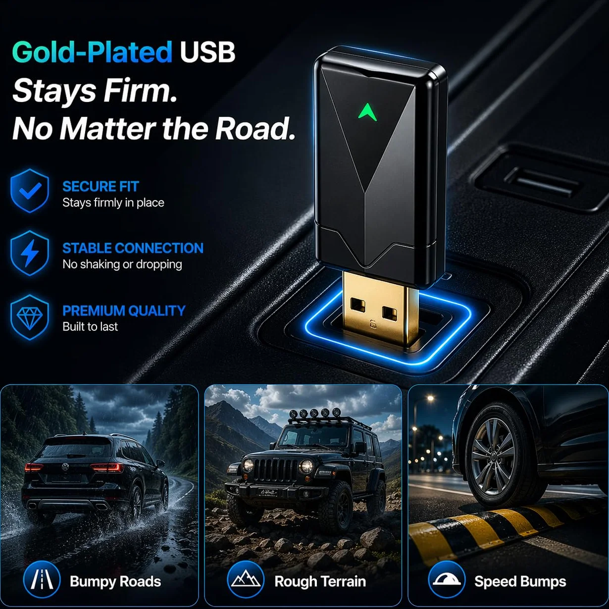 Adattatore CarPlay Wireless – Adattatore Android Auto Wireless, Wi-Fi 5,8GHz Plug & Play, Mini e Stabile, iOS 10+/Android 10+, Connessione Automatica Rapida per Auto dal 2016 in poi (1Pezzi)