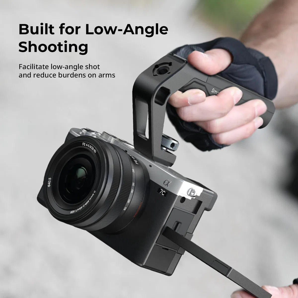 SMALLRIG Manico leggero per slitta fredda, piccola impugnatura superiore per fotocamera, solo 113 g, impugnatura con foro di posizionamento per ARRI e due supporti per slitta fredda, per fotocamera e