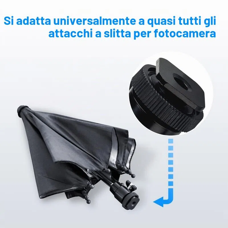 JJC Ombrello per fotocamera Hot Shoe Parasole Copertura per pioggia portatile resistente alle intemperie per proteggere la fotocamera dalla pioggia e dalla luce del sole (Dia. 19.7 ''/ 50cm)
