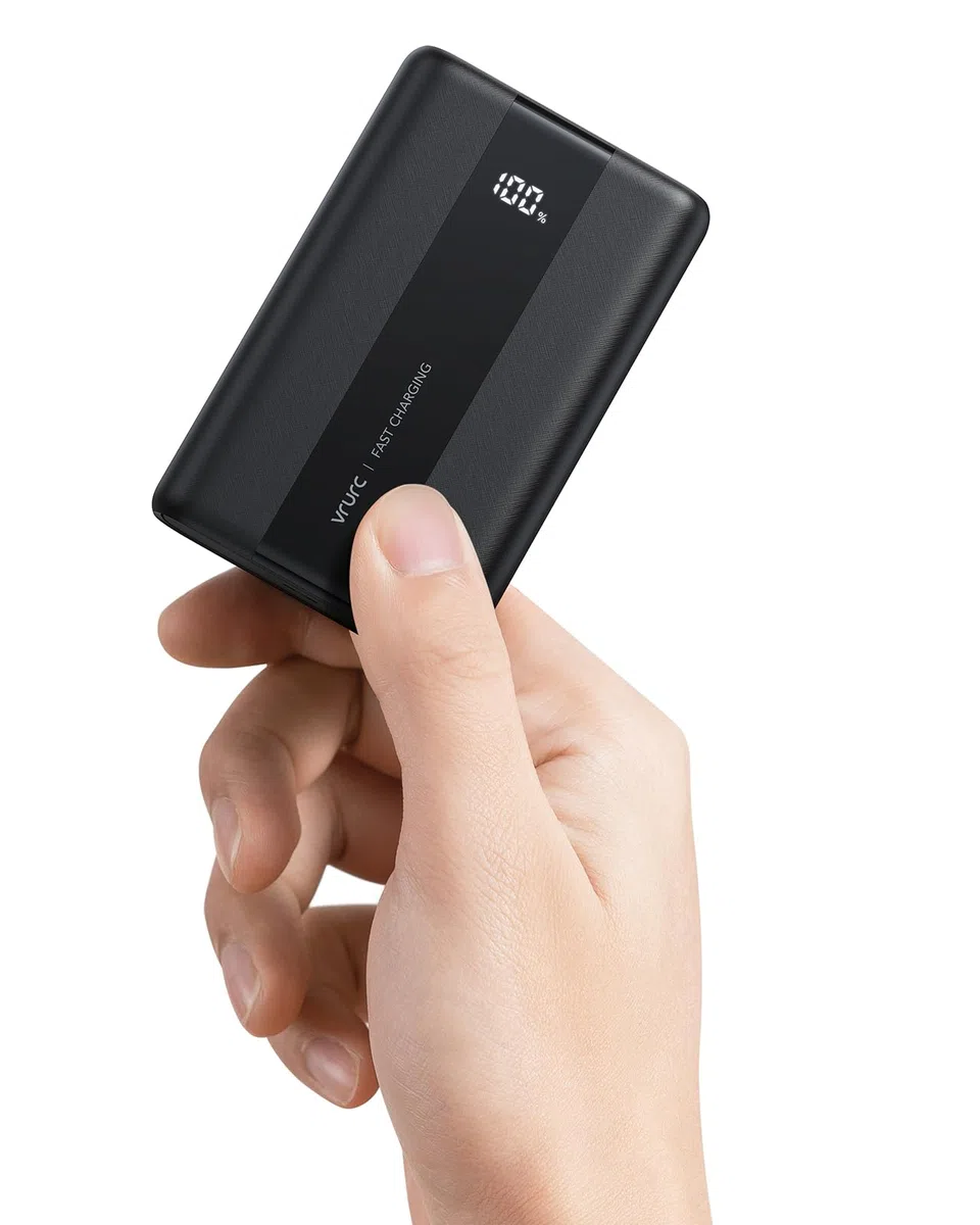 VRURC Power Bank 20000mAh, 22.5W Ricarica Rapida Caricatore Portatile con 3 uscite e 4 ingressi, PD3.0 QC4.0 USB C Compatto Powerbank Mini, Display a LED Batteria Esterna per iPhone Samsung Huawei ecc