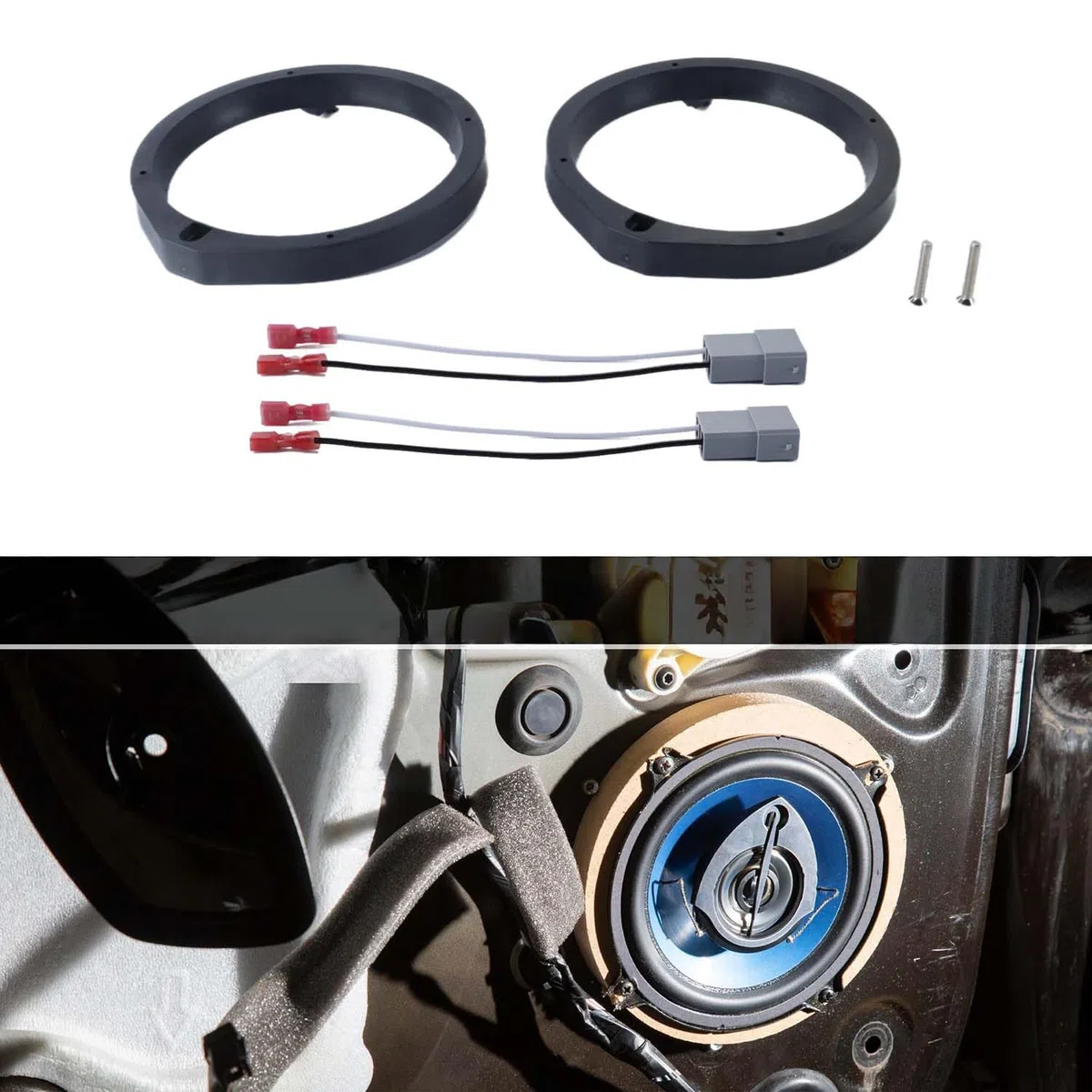 Anello distanziatore adattatore per altoparlanti da 6,5" con combinazione di cavi per Honda