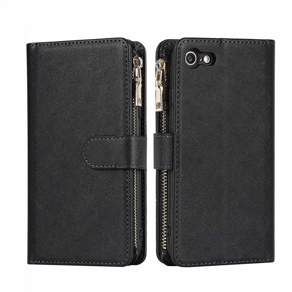 Cavor Cover Compatibile Con iPhone 7/8/SE 2020/2022 con Cordino,Flip Portafoglio Custodia pelle,[9 Porta Carte][Magnetico],Custodia Cover con Laccio Compatibile Con iPhone 7/8 - Nero