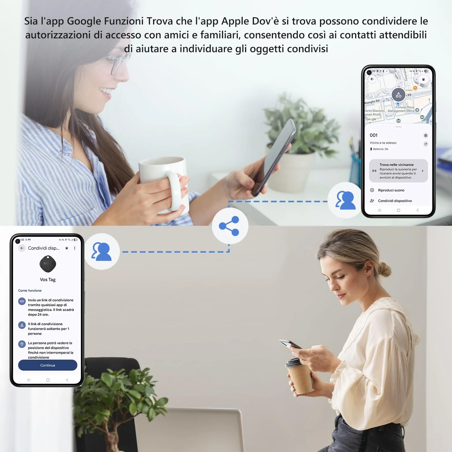 ATUVOS Air Tag Pro Smart Tag Tracker per Android & iOS, Dual System Localizzatore Bluetooth Funziona con Google Funzioni Trova o Apple Dov'è APP, per Bagagli, Borse.Batteria Sostituibile. 2 pezzi Nero