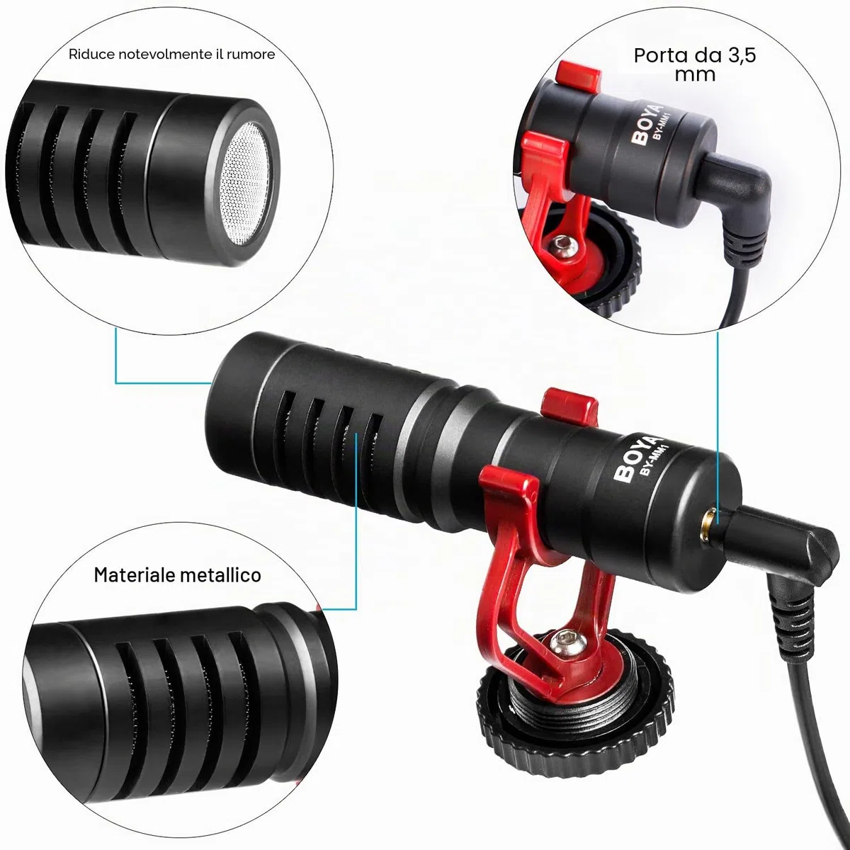 BOYA Compact On Camera Shotgun Video Microphone Youtube Vlogging Facebook Livestream Recording Compatibile con Mic iPhone HuaWei Smartphone DJI Osmo Mobile Plus, per Canon Nikon Sony DSLR Telecamere