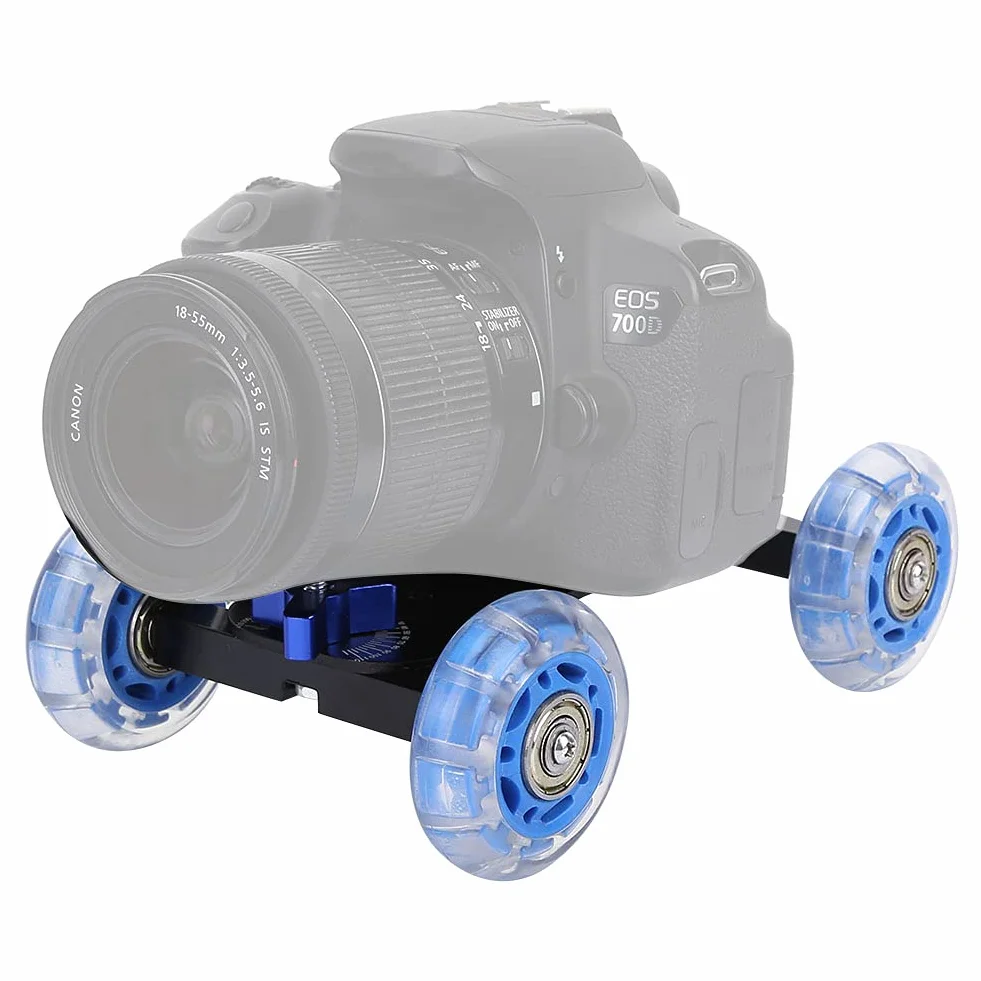 Macchina Fotografica Dolly Skater, Mini Desktop 10KG Load Rail Roller Track Slider Dolly Skater Car per DSLR Camera Camcorder