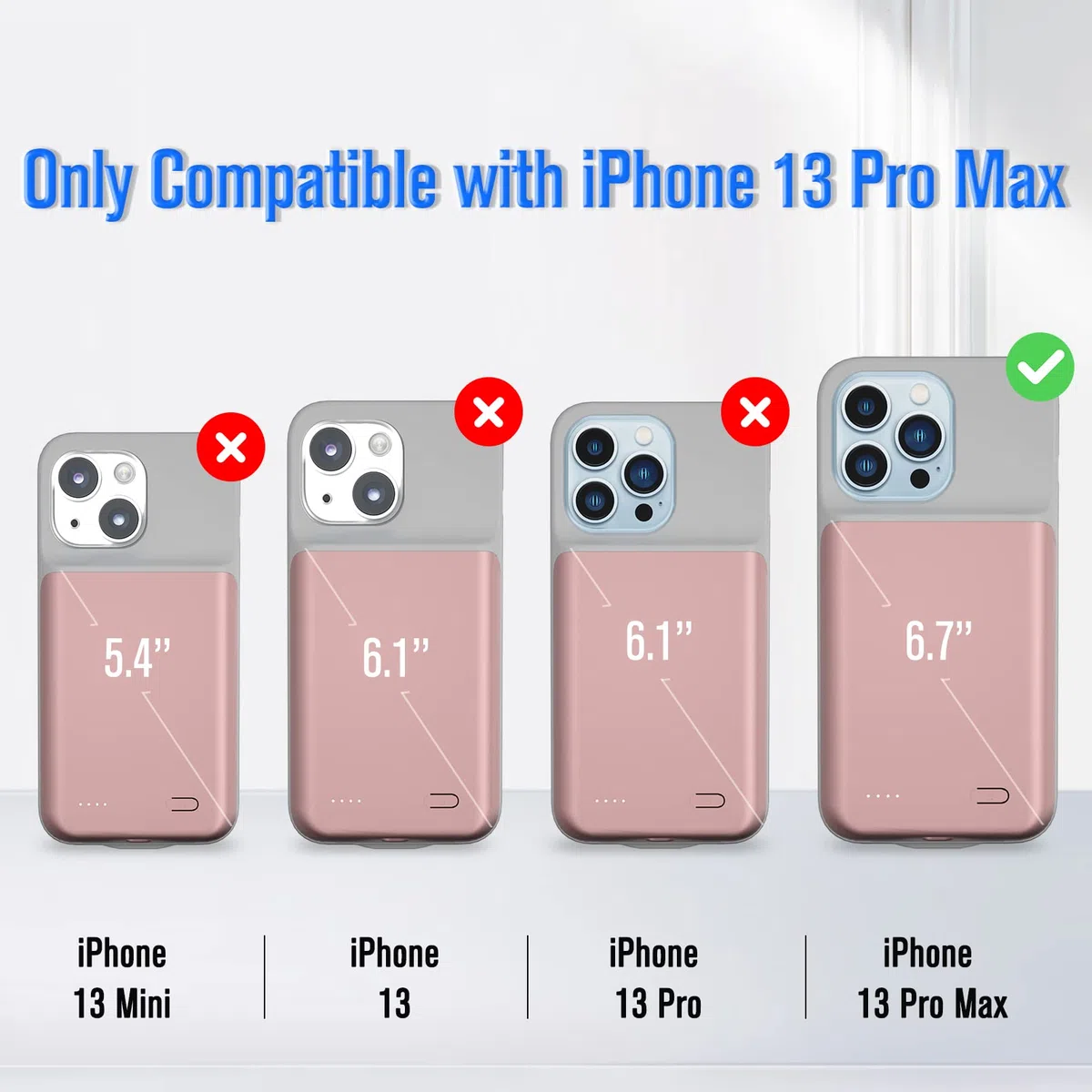 Custodia Per Batteria iPhone 13 Pro Max, 5000mah Custodia Caricabatterie Portatile Per iPhone 13 Pro Max, Batteria Estesa Intelligente Ricaricabile Protettiva (6,7 Pollici) (Rosa)