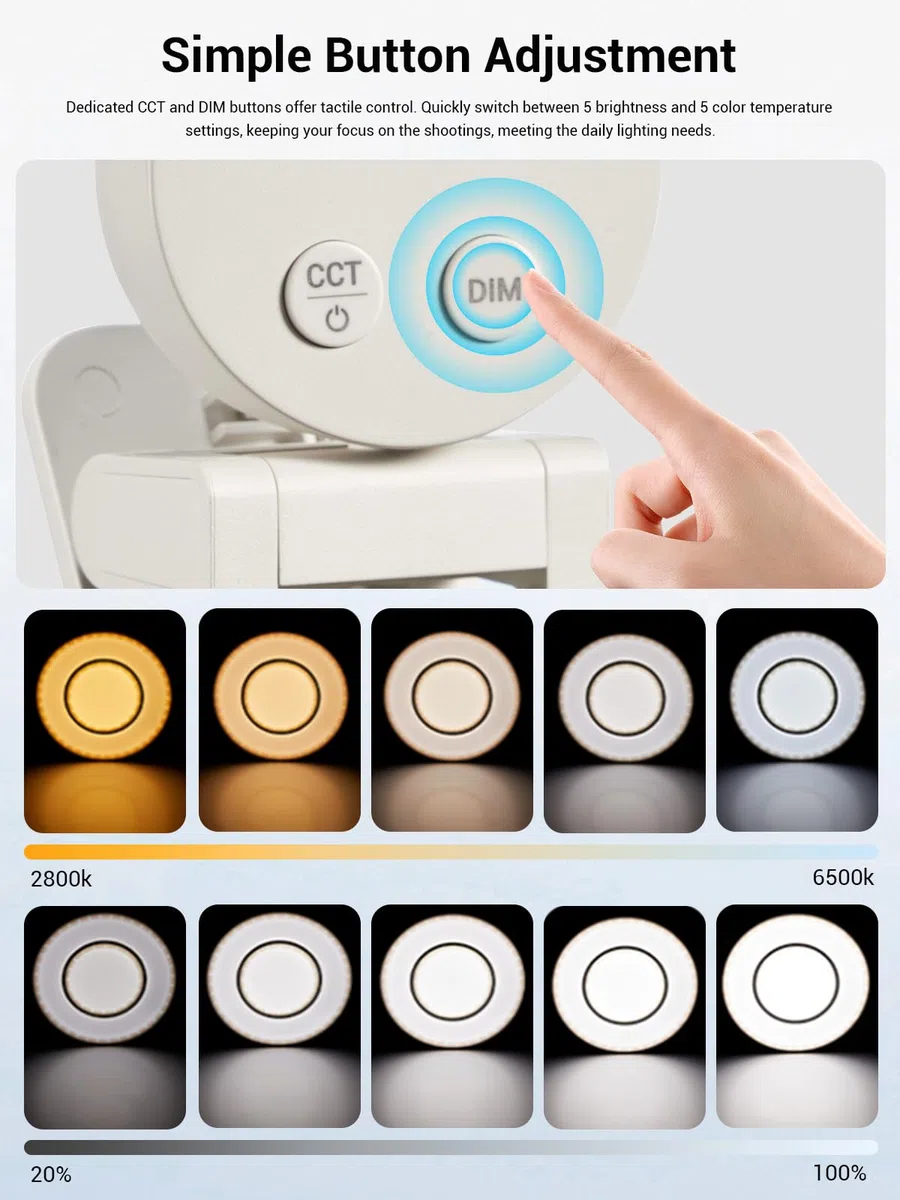 GODOX Litemons LR30Bi Luce Selfie LED Ring Light, 2800K-6500K Anello Luce con Clip e Specchio, 5 Luminosità Regolabile, Illuminazione in Uscita Continua per Telefono Laptop Vlog Trucco Streaming Live