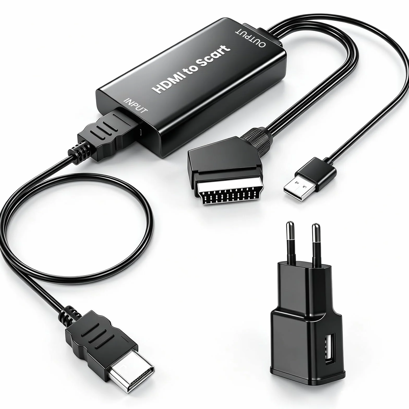 AMANKA HDMI a Scart Convertitore, 480i-1080P HDMI Ingresso SCART Uscita Adattatore Con HDMI e USB Cavo con HD Stereo Audio Adaperter per DVD HDTV SKY PS VHS ecc