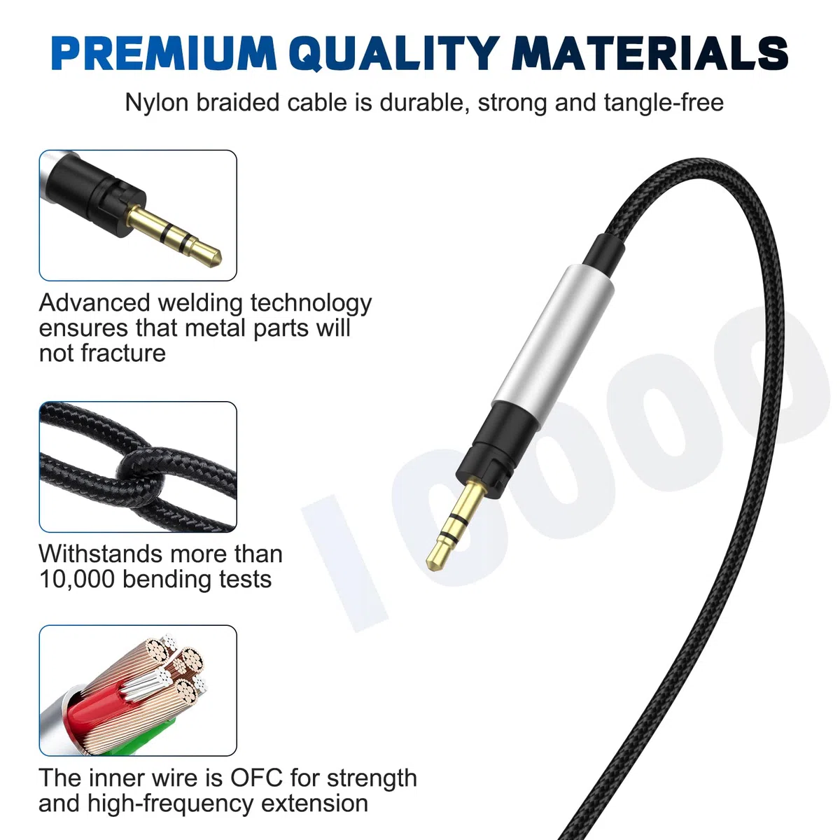 Momentum 4 Cavo compatibile con cuffie Sennheiser Momentum 4, Momentum 3, Momentum 2, HD1 On-Ear, HD 400S, HD 450BT, PXC 550, PXC 550-II, ACCENTUM Plus, cavo audio con adattatore da 6,35 mm, 2 m