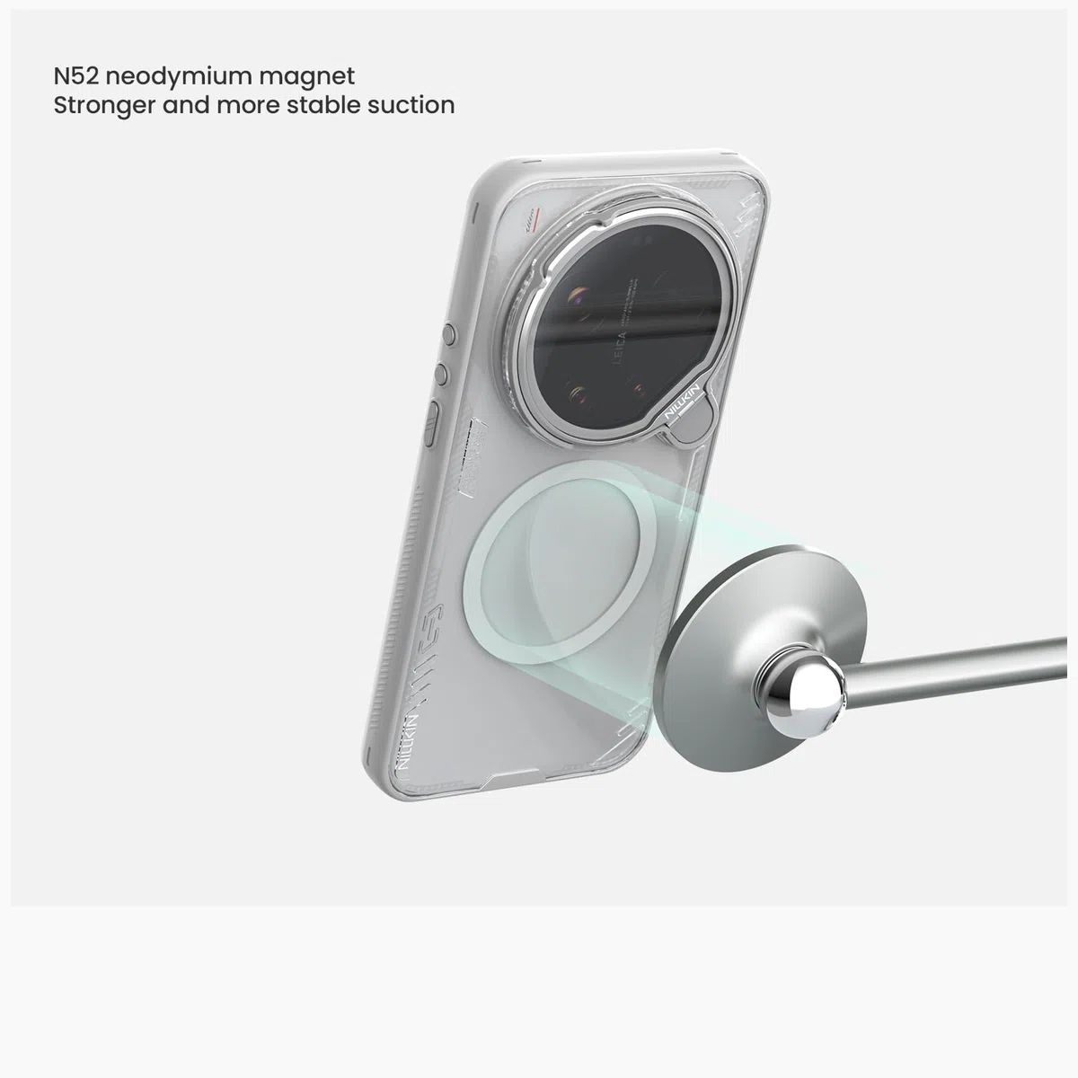 COQUE Custodia magnetica trasparente per Xiaomi 17 Ultra, cover a specchio trasparente ad alta definizione, anello magnetico N52 integrato, custodie sottili per Xiaomi 17 Ultra-Nero