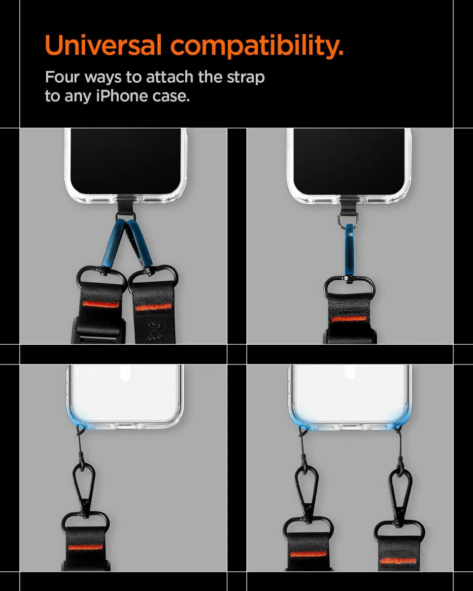 Spigen DA30M [Lanyard Magnetico 2-in-1 Staccabile] con Stile MOLLE – Compatibilità Universale, Tracolla e Cinturino da Polso Regolabili, Design Sicuro e Antifurto - Nero