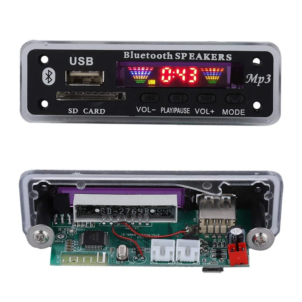 Tonysa Modulo Scheda di decodifica Bluetooth 5.0 DC 5V / 12V Bluetooth AUX SD FM Radio Lossless MP3 / WMA/WAV/FLAC/Ape Modulo Scheda di decodifica, Display a Colori(Nero)