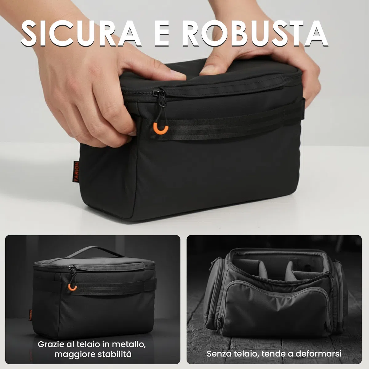 TARION Inserto Fotografico Borsa Fotografica: Inserto Macchina Fotografica per Zaino Borsa Reflex Professionale per obiettivi DSLR ShellCore(XS)