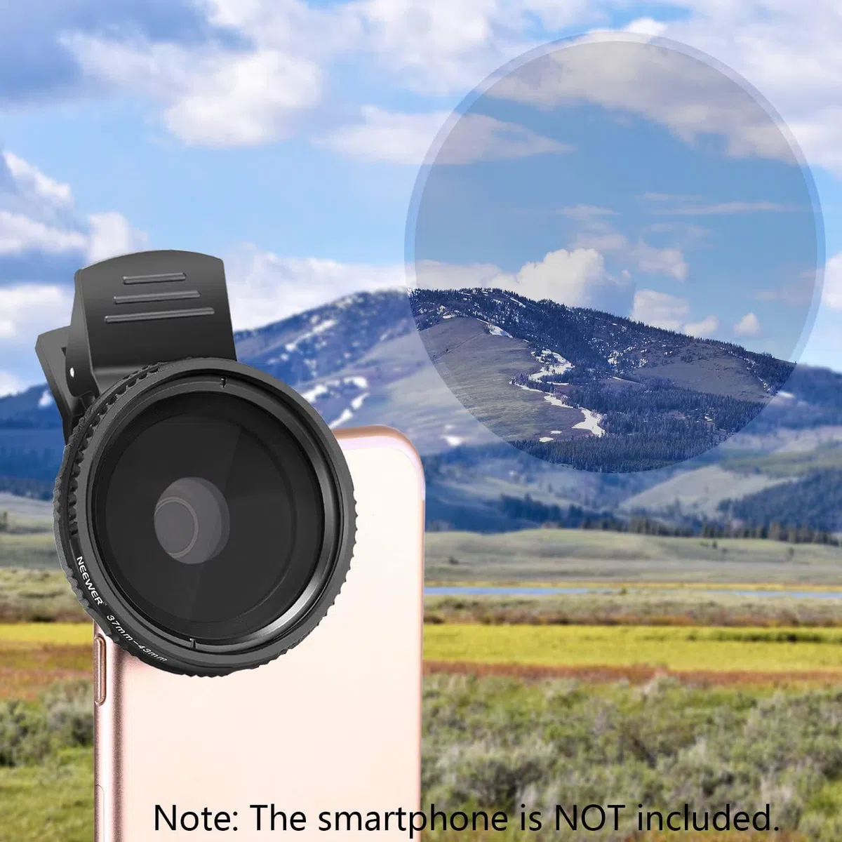 NEEWER Kit di Filtri per Fotocamere con Clip su ND2-ND400 da 37mm: Filtro a Densità Neutra Regolabile con Clip per Telefono Compatibile con iPhone 14/14Pro/14Pro Max Samsung Smartphone Android iPad