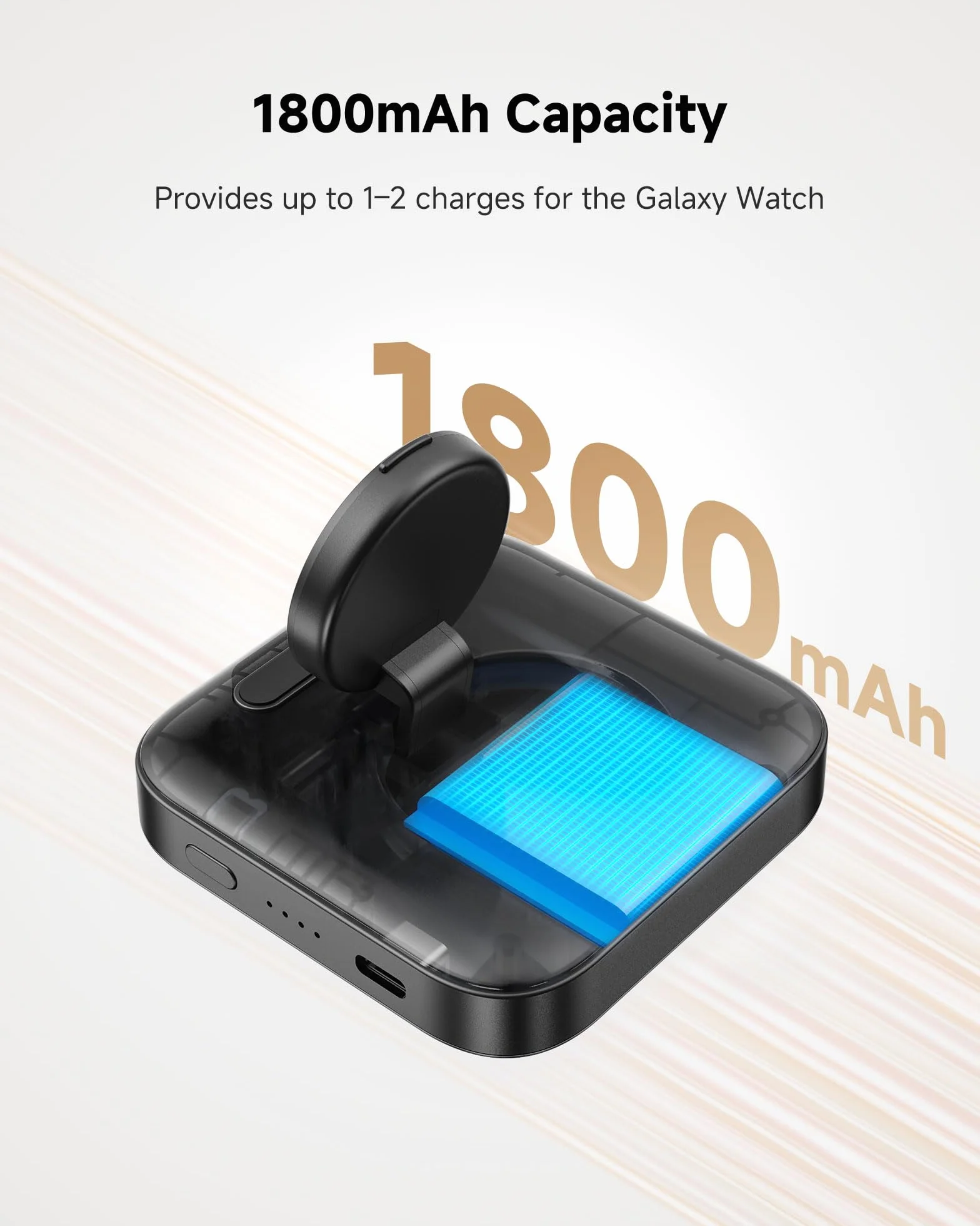 Caricatore Portatile per Samsung Galaxy Watch 8/8 Classic/7/Ultra/FE/6/6 Classic/5/5 Pro/4/4 Classic/3/Active 2/Active, 1800mAh Caricabatterie da Viaggio, SwanScout 303S (Nero)