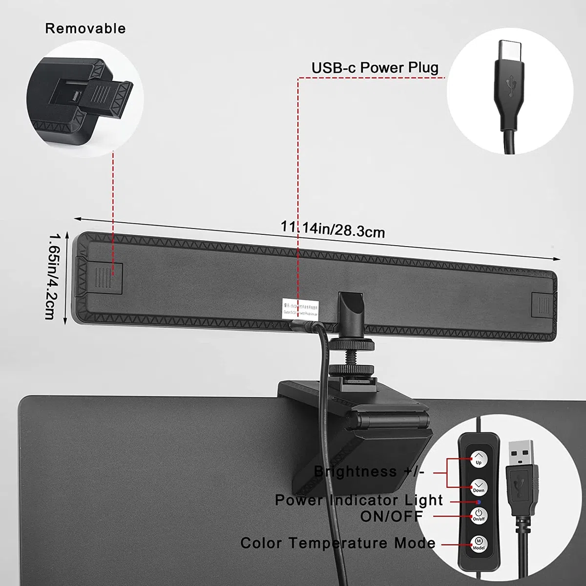LUXCEO Luce per Videoconferenza 9W USB,Faretto LED Fotografia,Key Light a Emissione Laterale,con Treppiede e Clip (2500-9000K,CRI 95+),per Photo Studios,Tiktok,Live Stream,YouTube,Videoconferenza