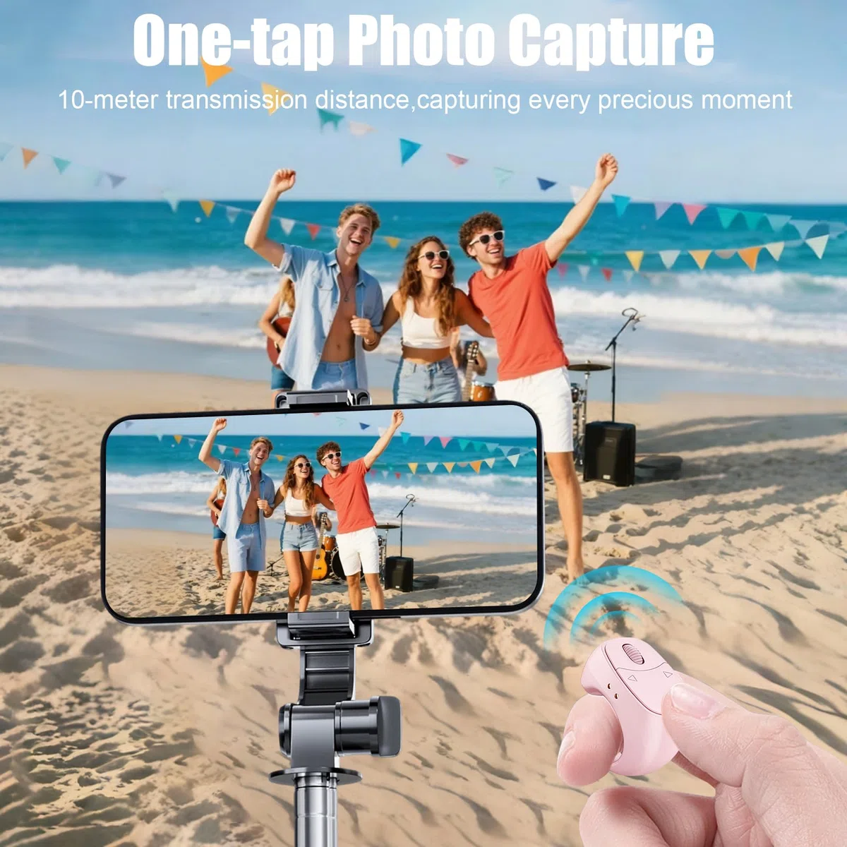 TikTok - Anello di scorrimento Bluetooth per tablet Kindle, iOS, Android, fotocamera, registrazione video, con caricatore (rosa)