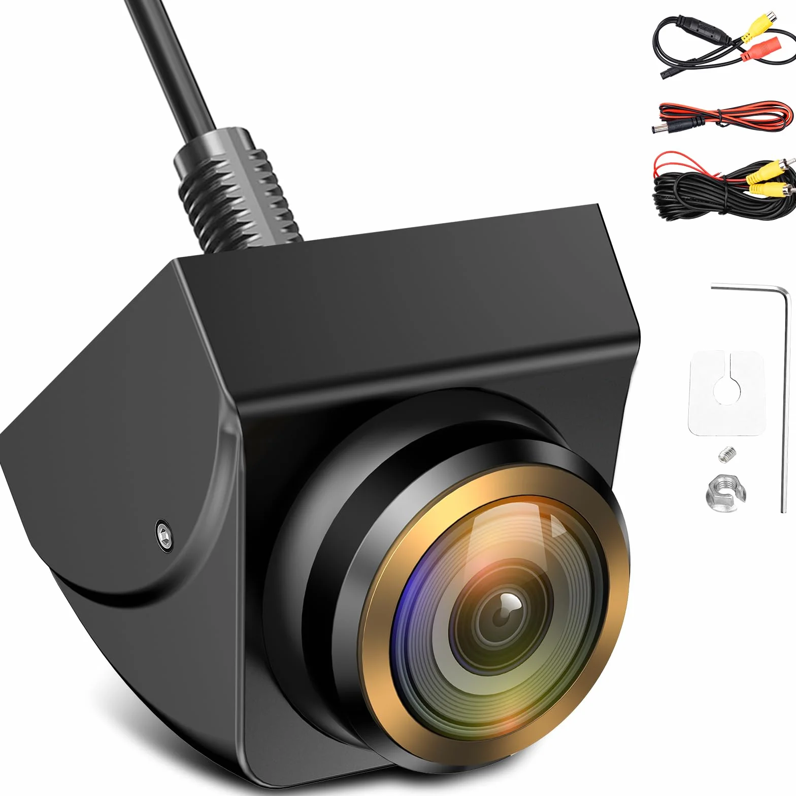 720P Retrocamera Auto, 170° Grandangolo Telecamera Retromarcia, AHD/CVBS 360° Regolabile Telecamera per Auto Universale IP68 Impermeabile Visione Notturna per Auto, SUV, Camper, roulotte, Furgone
