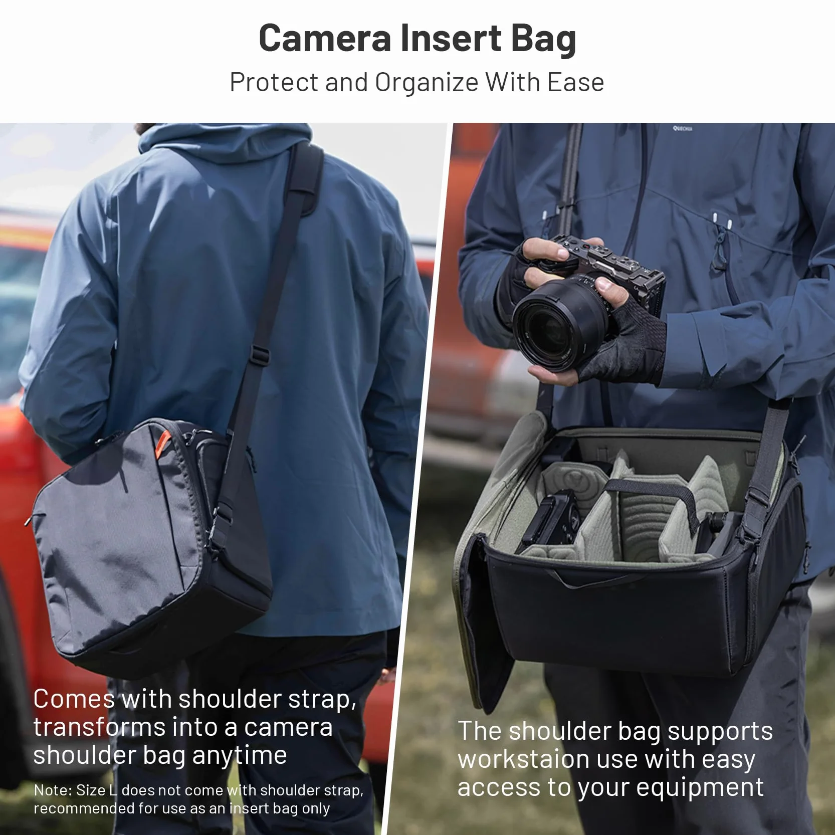 PGYTECH S Custodia Inserto Borsa Fotografica con Tracolla, Borsa Interna per Fotocamera Impermeabile e Anti-Shock con Divisori Regolabili, Custodia Protettiva per Reflex, DSLR, Mirrorless Obiettivi