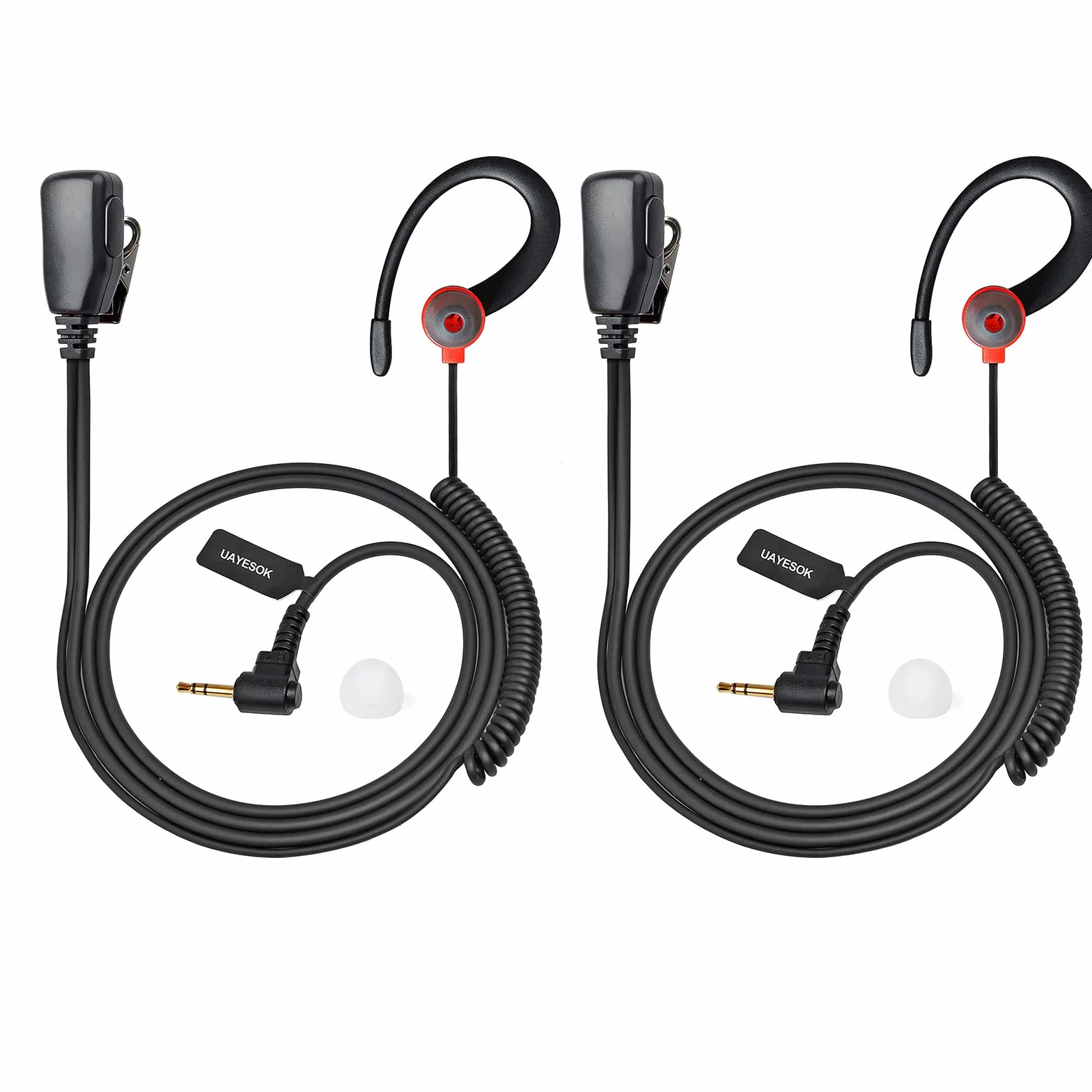 UAYESOK Walkie Talkie Auricolare 1 Pin, 2,5 mm Jack Radio Headset G Shape Sicurezza Auricolare per motorola Talkabout TLKR T92 H20 PMR446 T60 T80 T82 XT180 Radio bidirezionale con PTT Mic (2 pezzi)