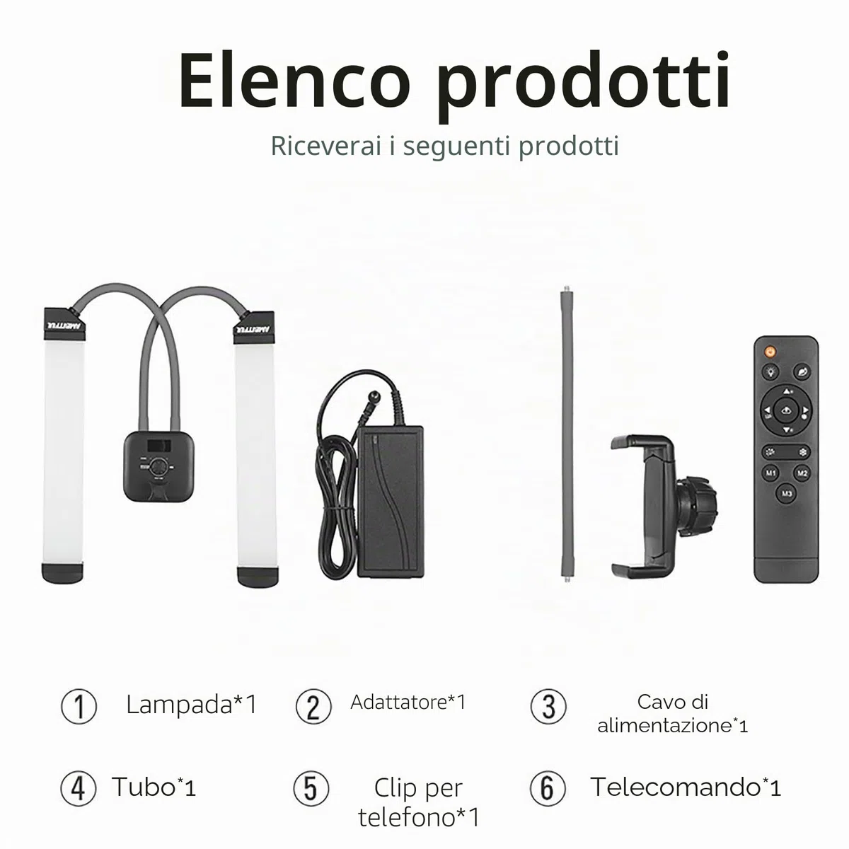 AL-20 Luce LED a doppio braccio 40 W 3000 K-6000 K (± 200 K) con schermo LCD e telecomando per trucco di bellezza, manicure, tatuaggi, live online, studio fotografico