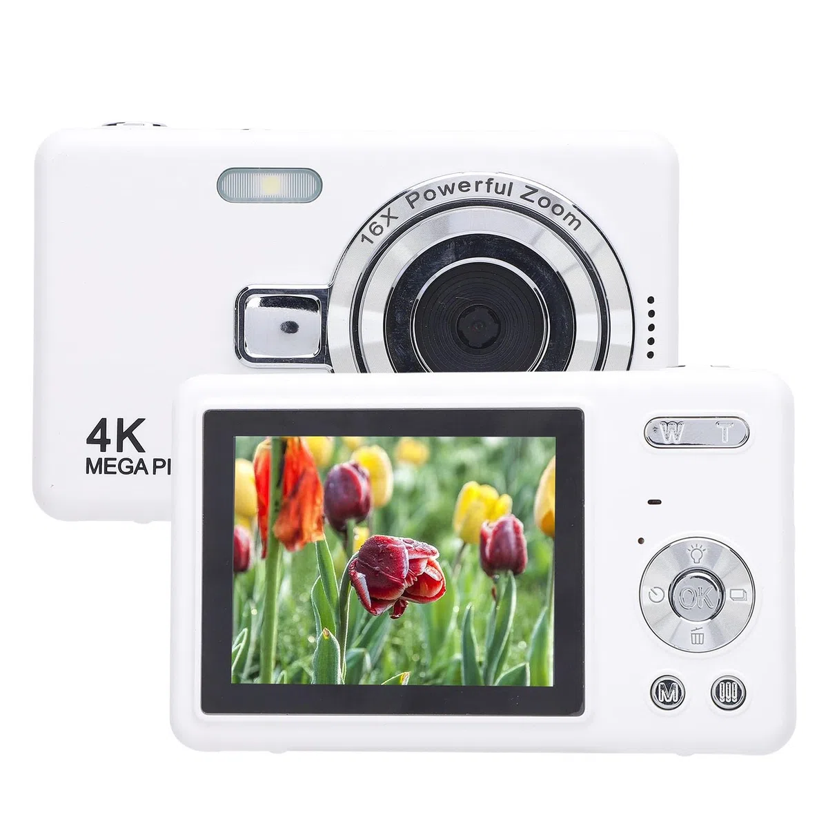 Camera Digitale Compatta, Fotocamera Digitale 4K da 50 MP, Zoom 16x, Schermo IPS da 2,4 Pollici, Anti -shake, Selfie, Compatto Fotografia Facile con la Famiglia, (32GB)