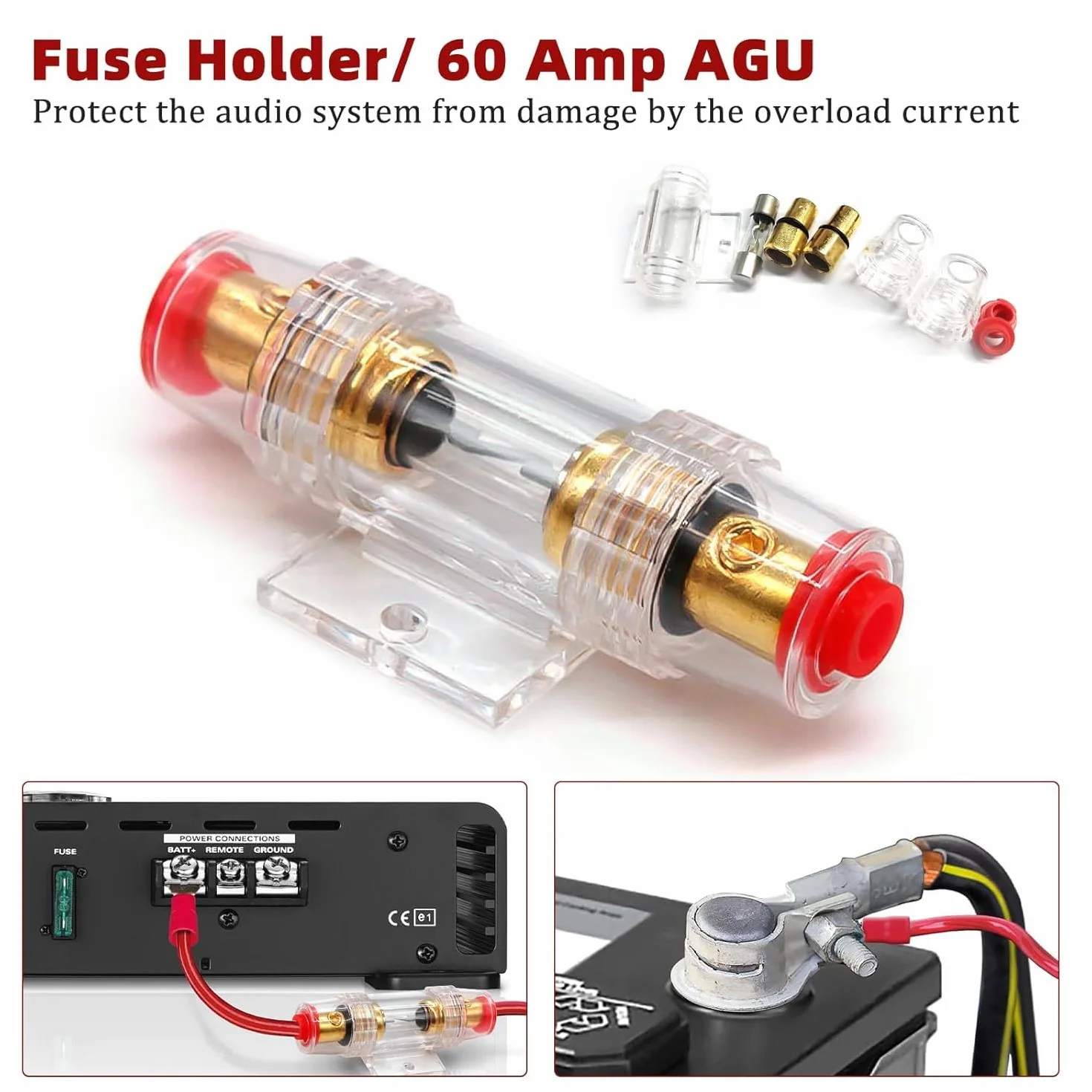15pcs Set di Cavi per Amplificatori per Auto, 10GA Kit Completo Audio Auto, Kit Cablaggio Amplificatore Auto Subwoofer Audio, 1500W Stereo Subwoofer con Fusibile per Auto Camion Moto