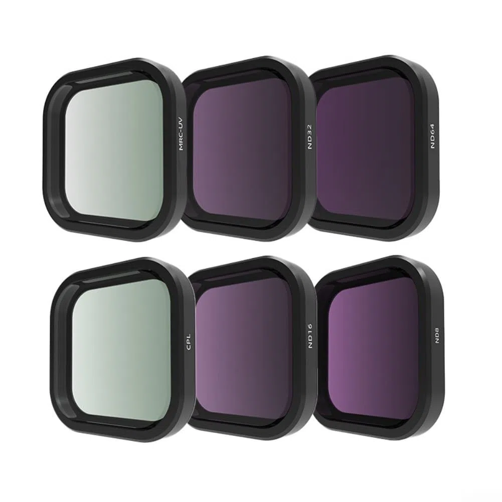Set di filtri per Go Pro Hero 12 11 10 9 8 7 ND8 ND16 ND32 ND64 CPL UV multi-rivestito in vetro ottico lega di alluminio antiriflesso leggero 44 x 1 cm rapido (4 in 1)