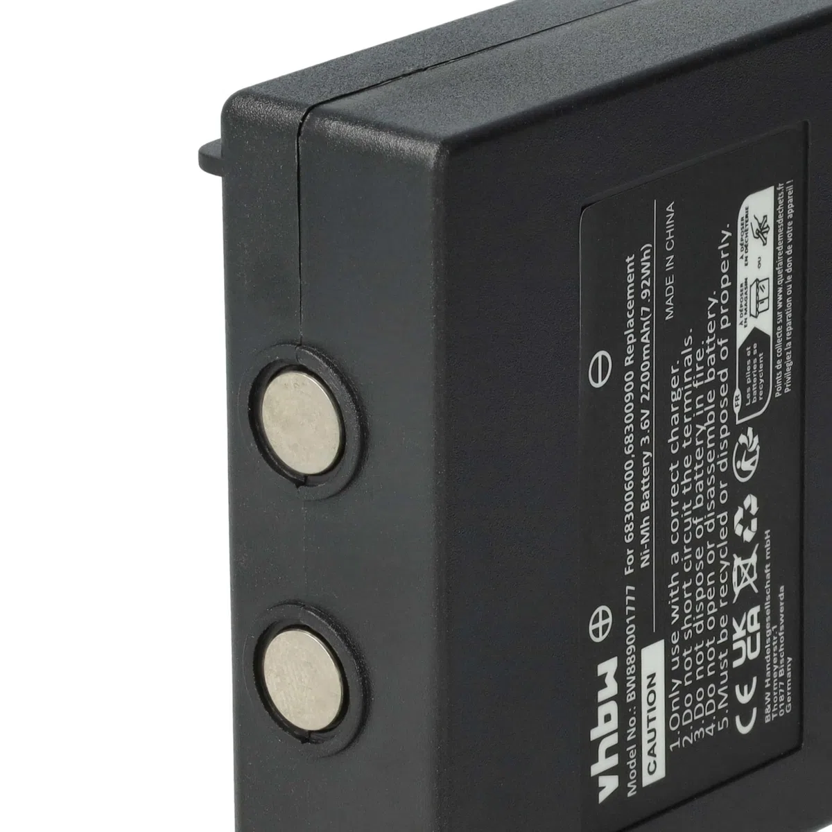 vhbw 2x batteria sostituisce Hetronic 900, 68300900, 68300600, HE900 per Radiocomando Industriale, Telecomando (2200mAh, 3,6V, NiMH) - Nero